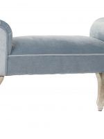 banqueta tapizada en terciopelo azul claro