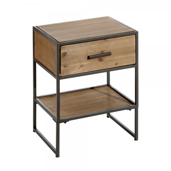 mesilla madera un cajon con metal negro