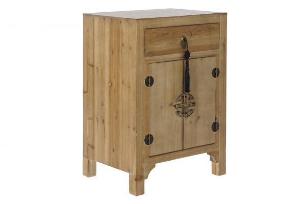 mesita de noche en madera estilo oriental