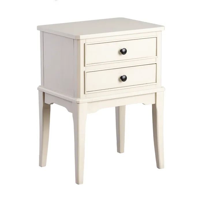 Mesita de Noche Clásica en Gris Claro con 2 Cajones